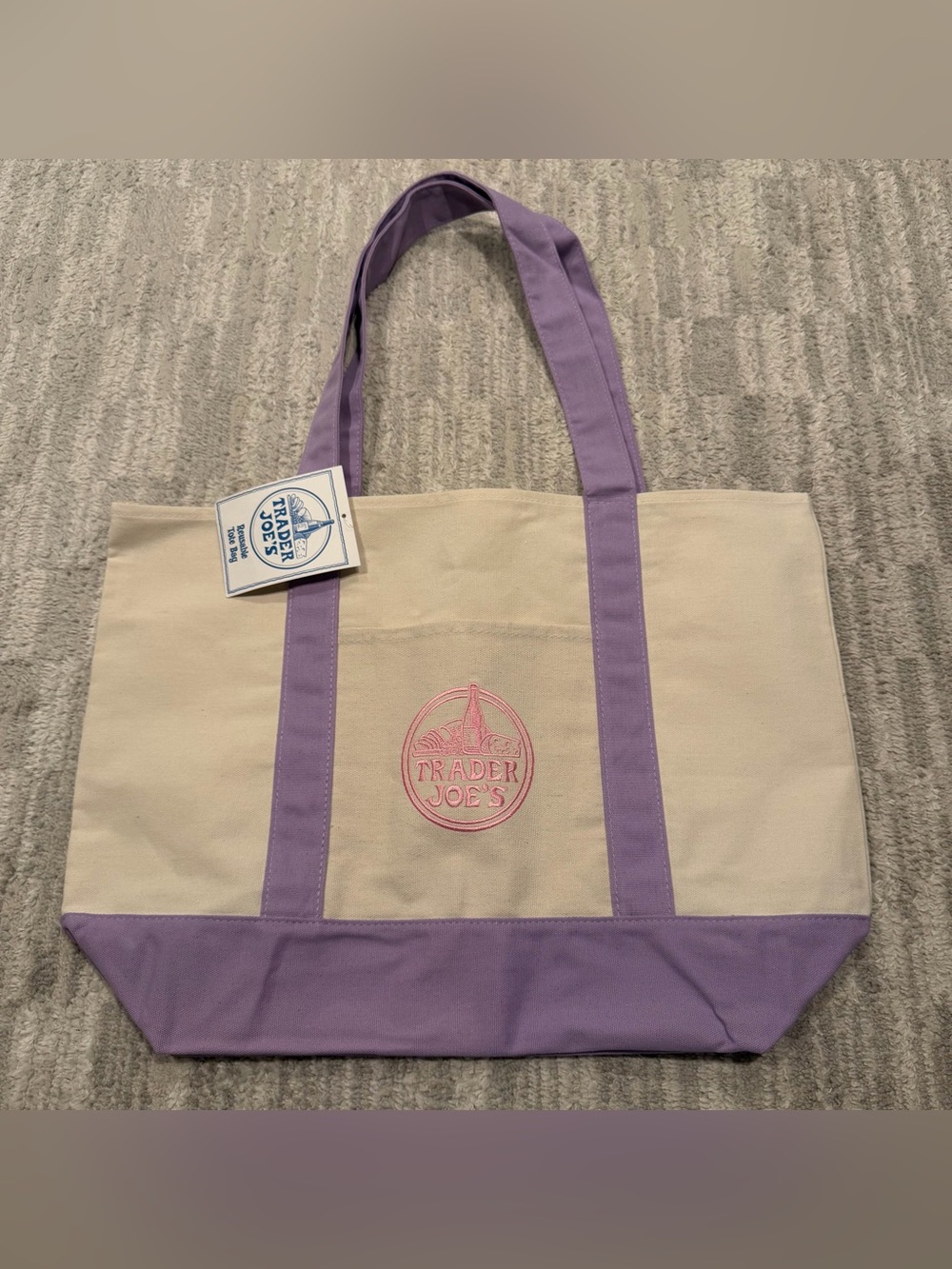 Trader Joe's Lavender Canvas Tote Bag Limited Edition